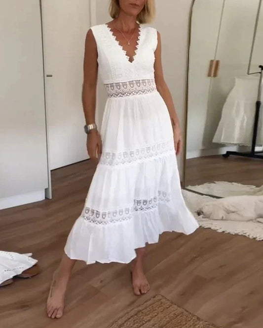 Rosalia Maxi Zomerjurk – Puur Raffinement in Wit