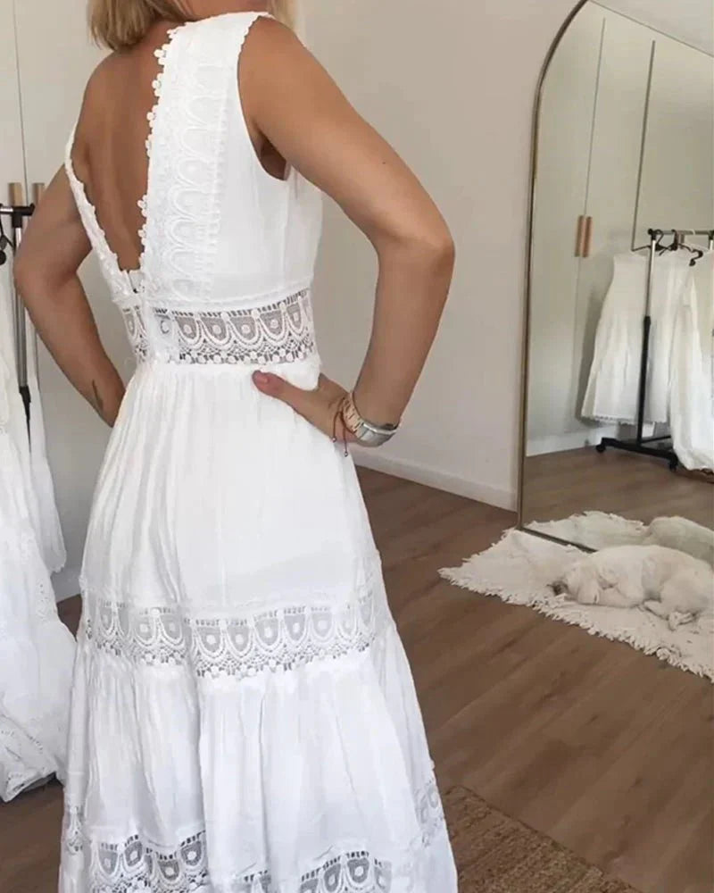 Rosalia Maxi Zomerjurk – Puur Raffinement in Wit