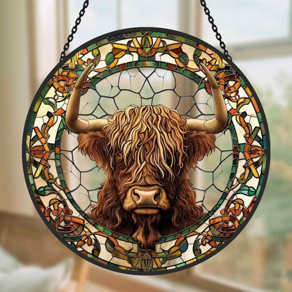 Glas-in-lood Zonvanger - Schotse hooglandkoe