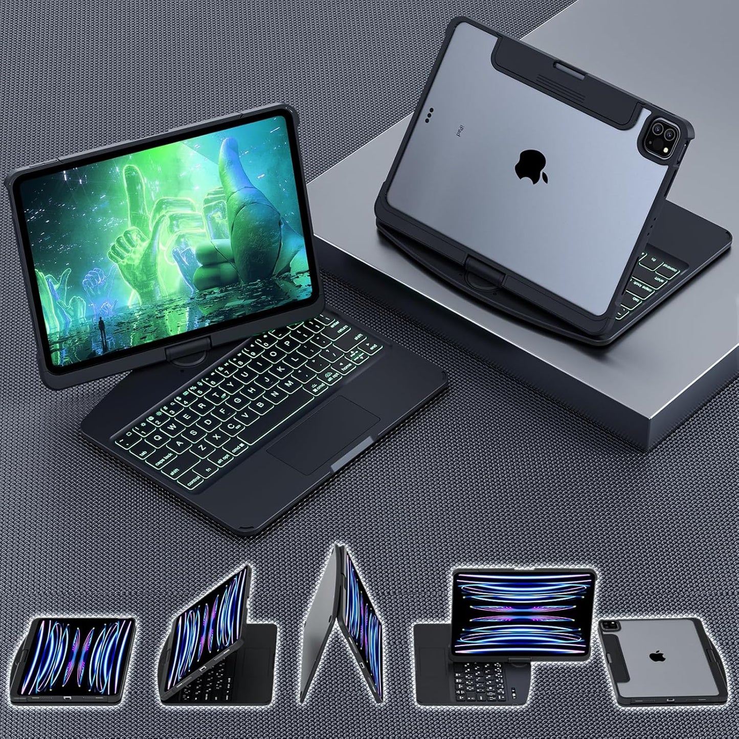 Transparante 360° iPad Toetsenbord Beschermhoes