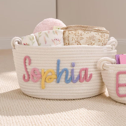 Luxe Gebreide Babymand met Naam – Effen & Multicolor