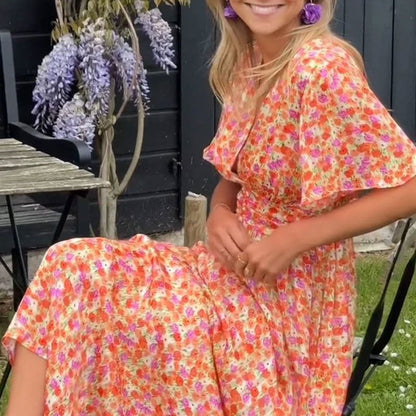 Elsie V-Neck Midi Dress | Ontwaken van Stille Elegantie