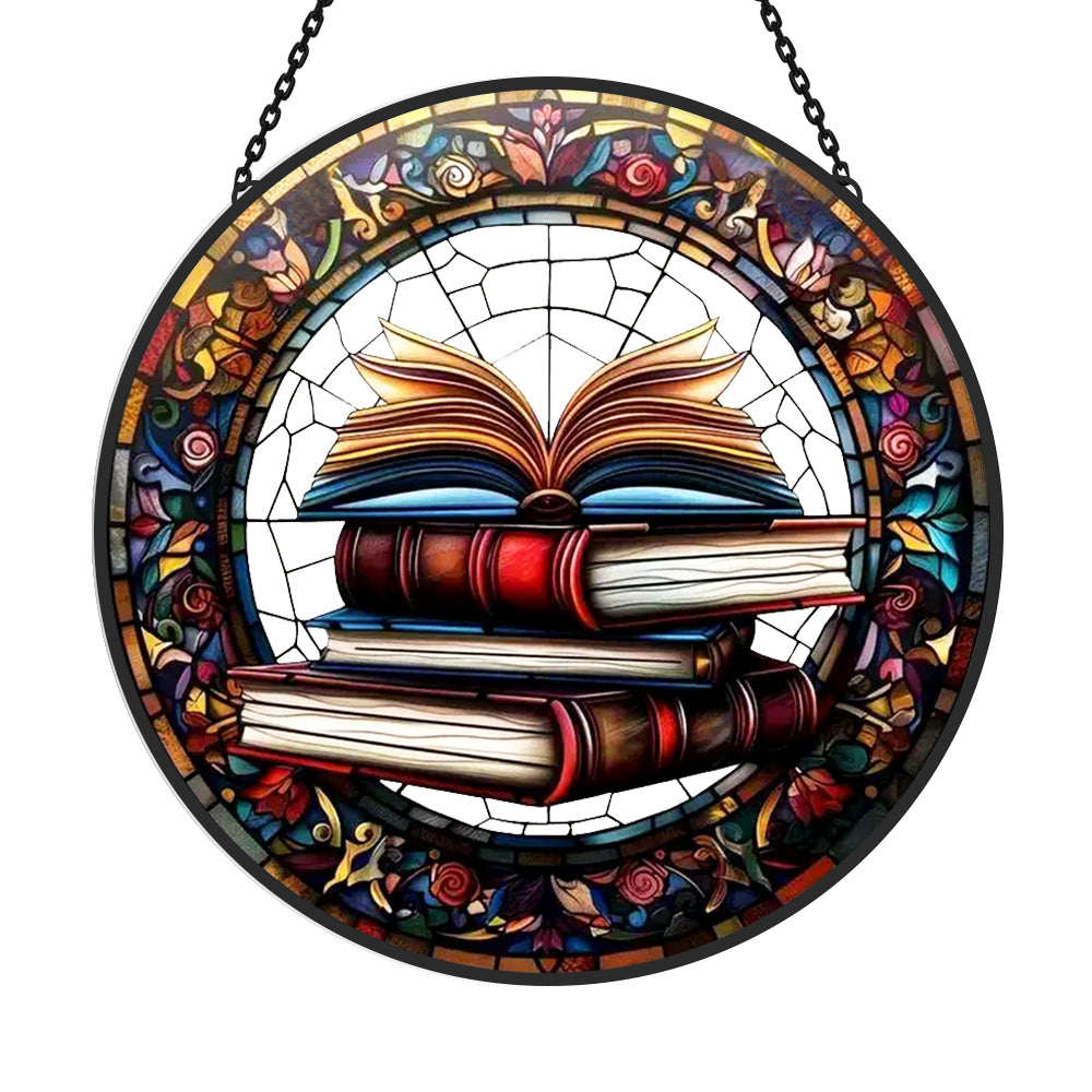 Glas-in-lood Zonvanger - Opgestapelde Boeken