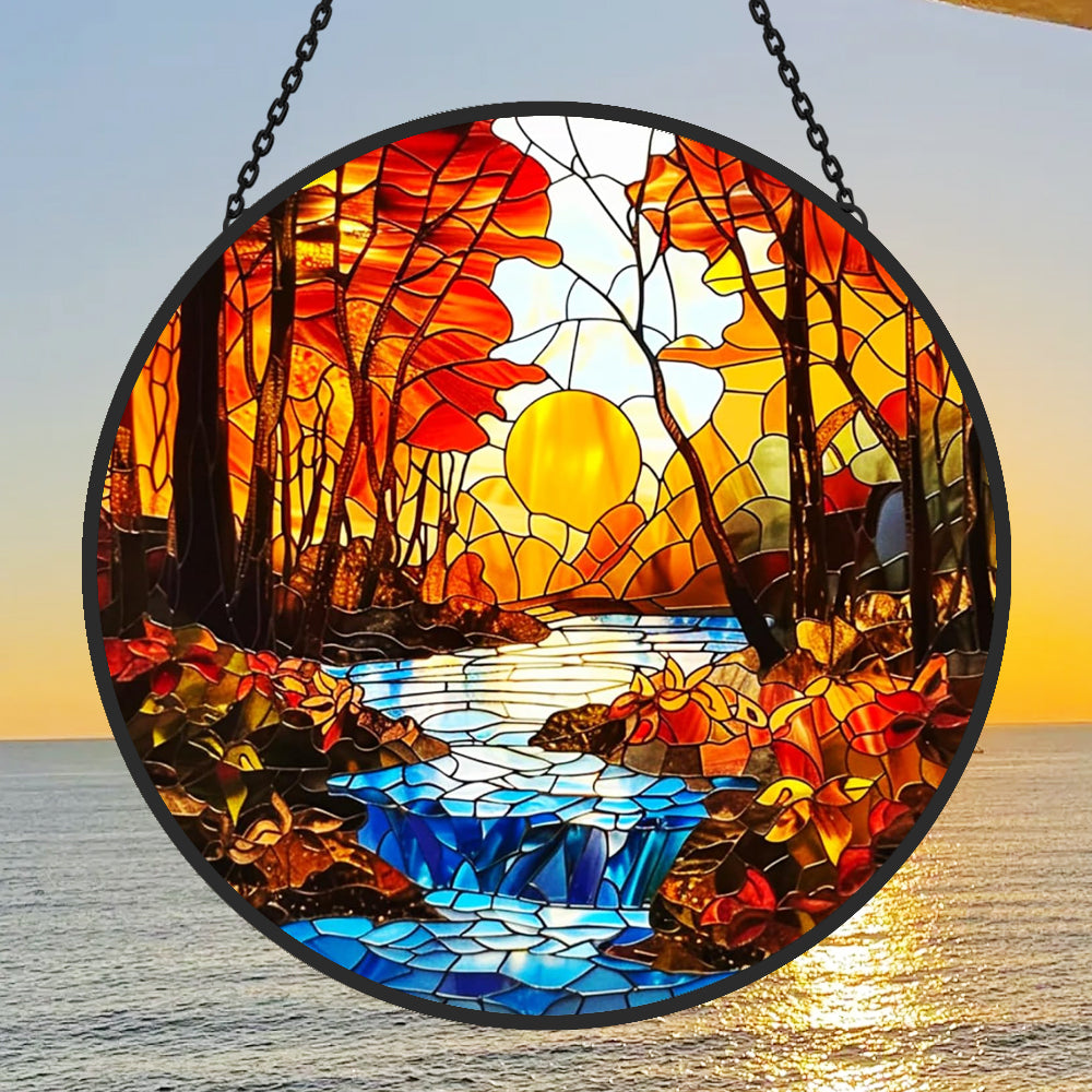 Glas-in-lood Zonvanger - Zonsondergang