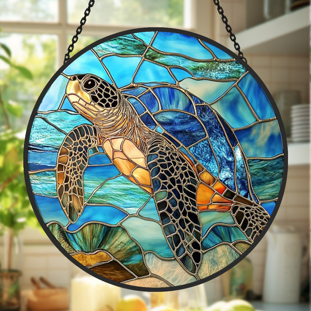 Glas-in-lood Zonvanger - Schildpad
