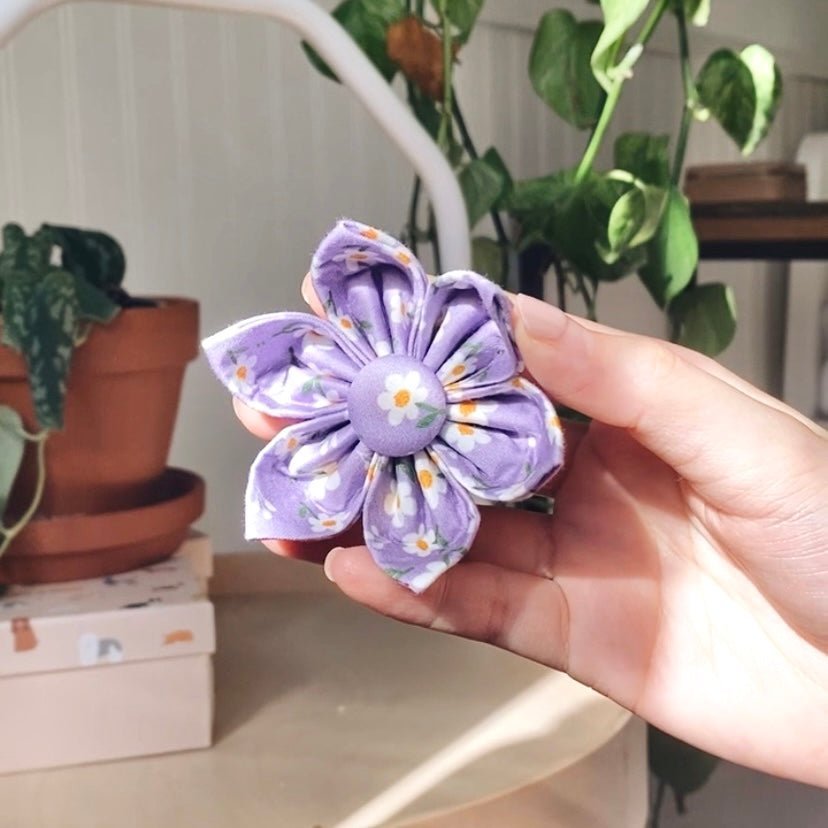 BloomPaws | Verstelbare Hondenhalsband - Paarse madeliefje