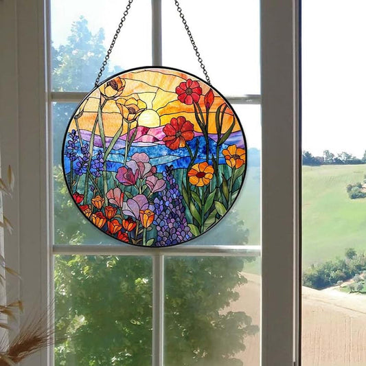 Glas-in-lood Zonvanger -Wilde Bloemen