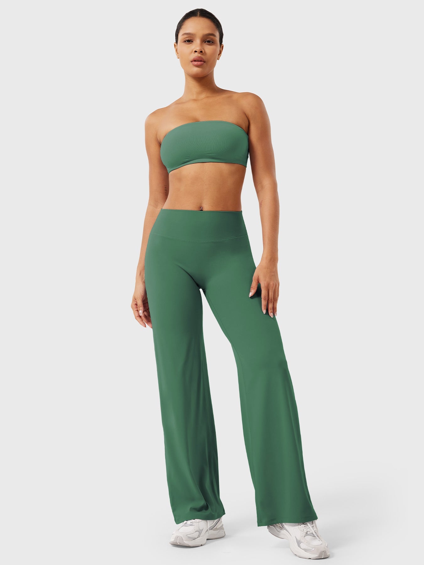 CurveFlex | Hoge Taille Straight-Leg Legging - Donkergroen